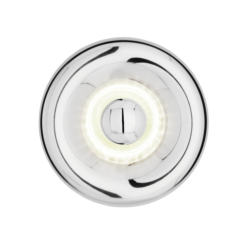 Detalj av LED-vegglampe Void Surface rustfritt stål Ø30 cm dimbar