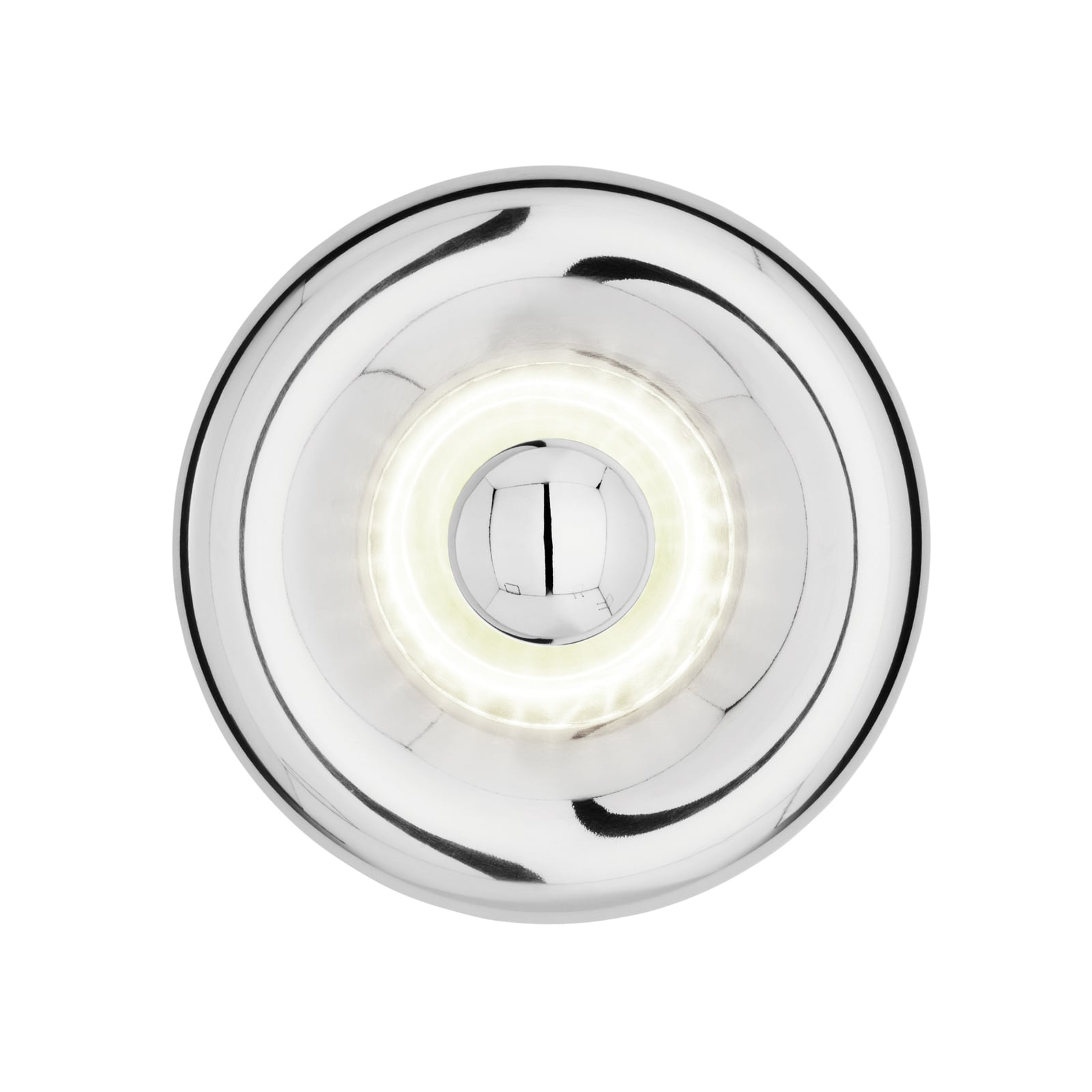 Detalj av LED-vegglampe Void Surface rustfritt stål Ø30 cm dimbar