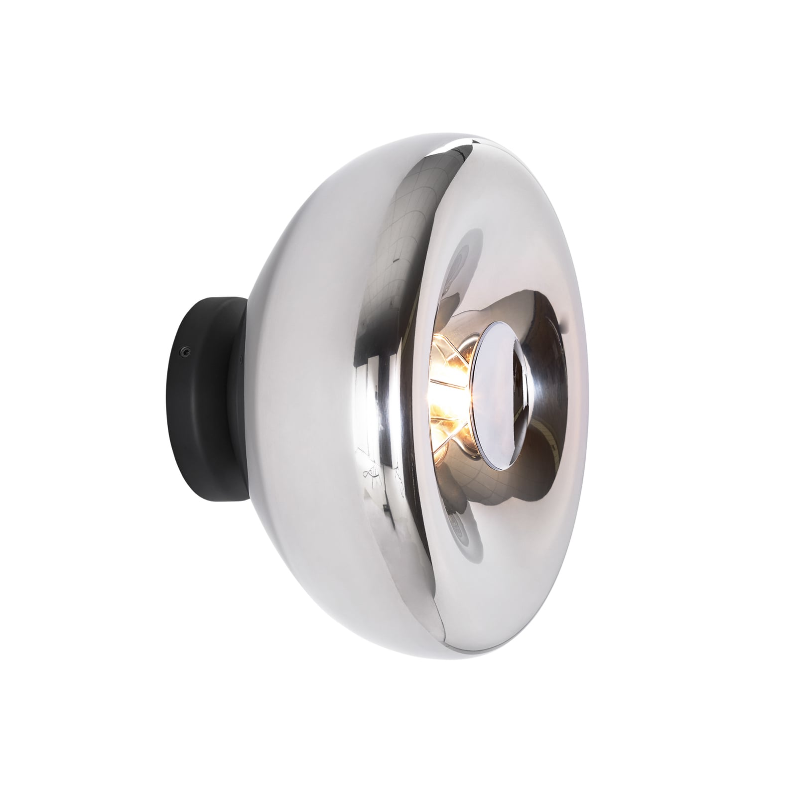 LED-vegglampe Void Surface rustfritt stål Ø30 cm dimbar lysdetalj
