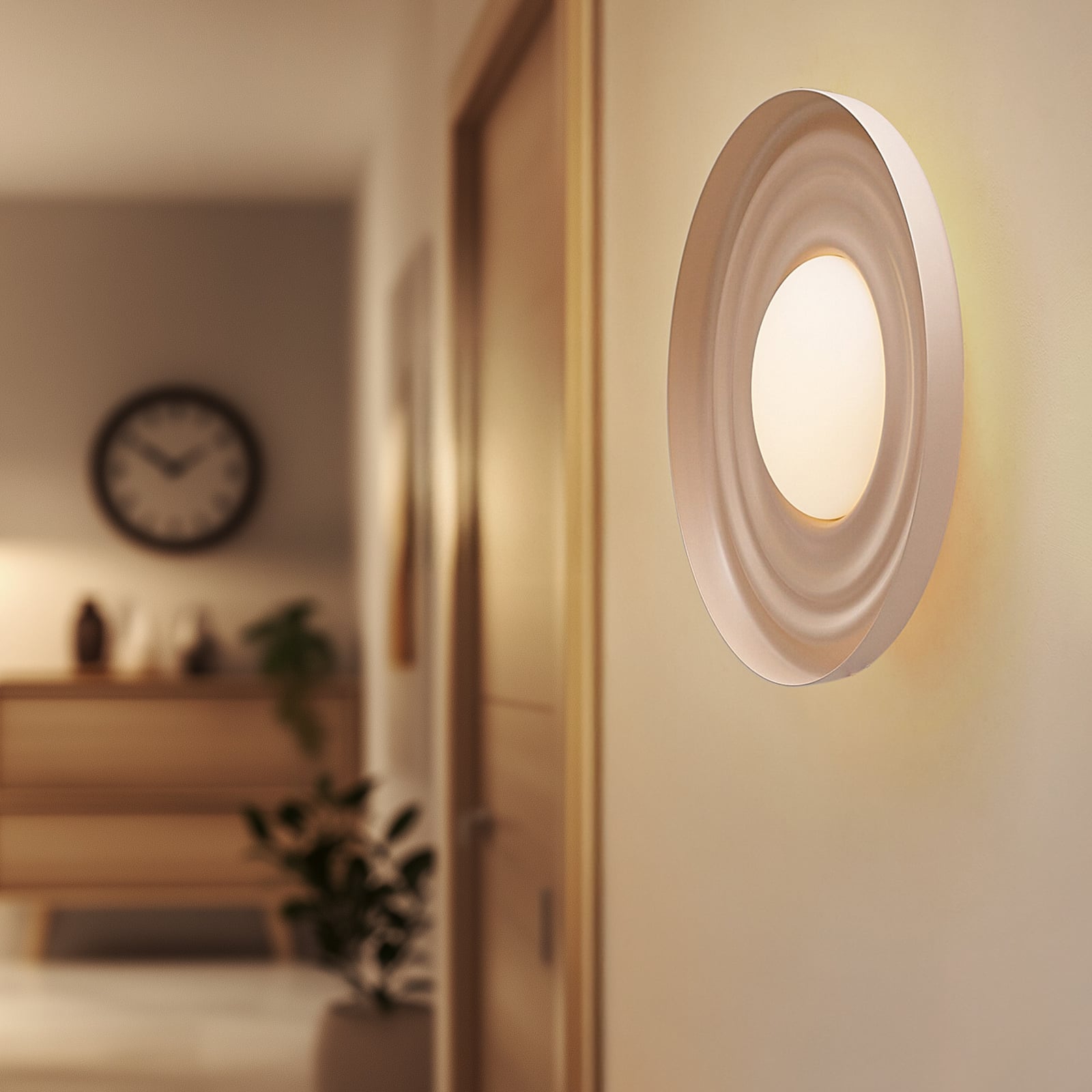 LED vegglampe Waves beige metall bakside