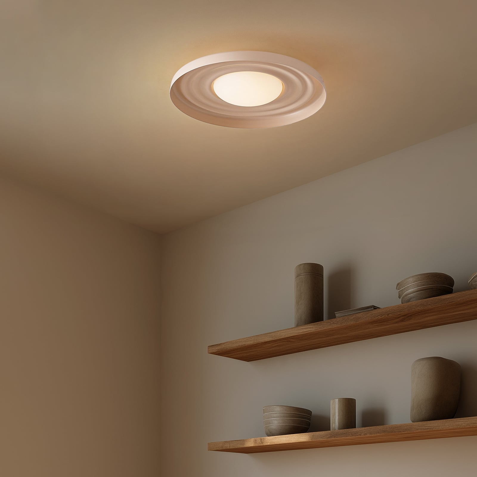 LED vegglampe Waves beige metall detalj av lyspære
