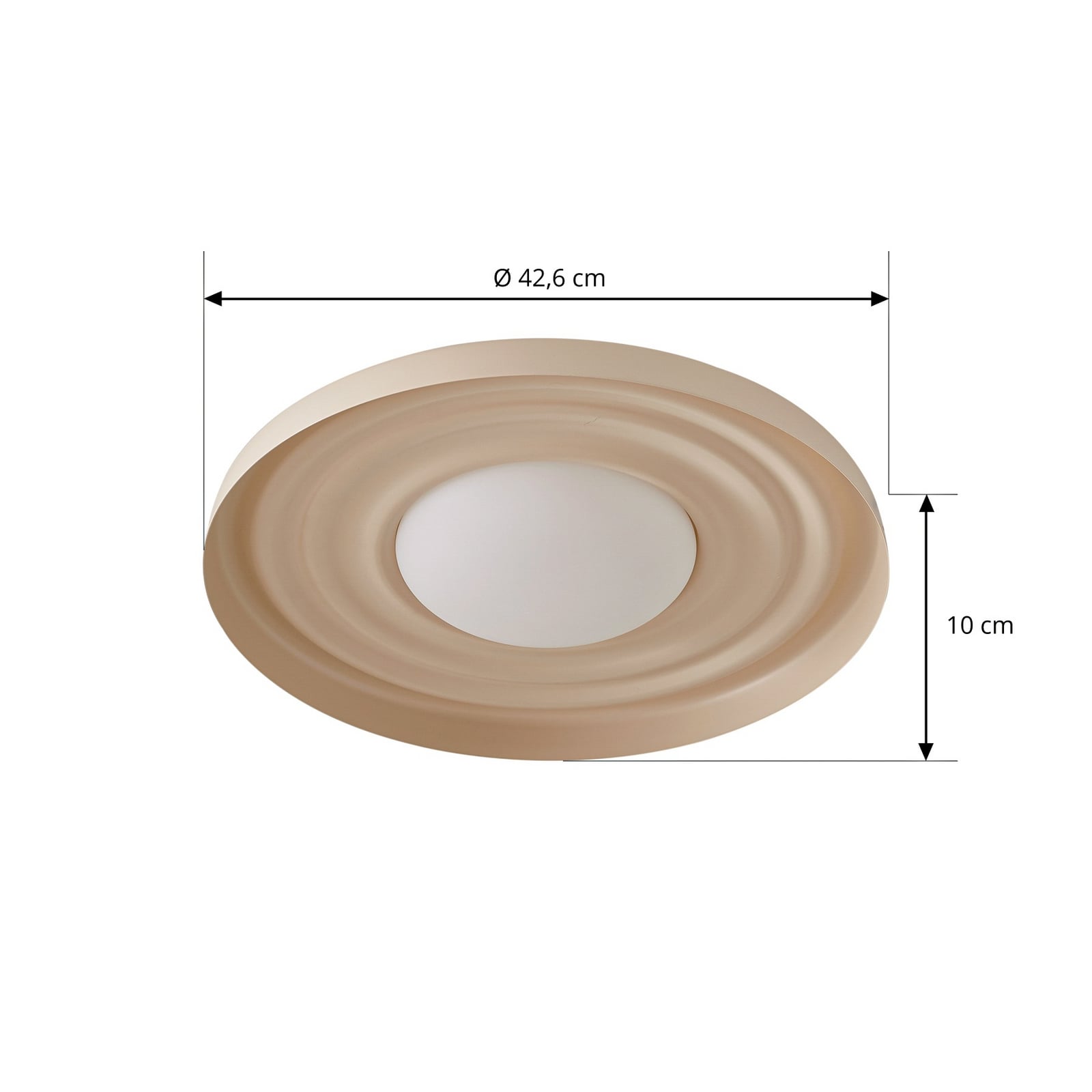 LED vegglampe Waves beige metall nærbilde av overflate