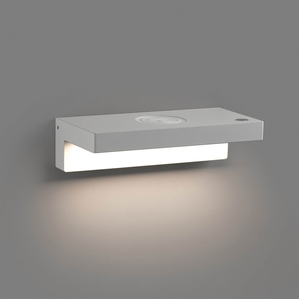 LED vegglampe Well dimbar hvit USB trådløs lader forfra