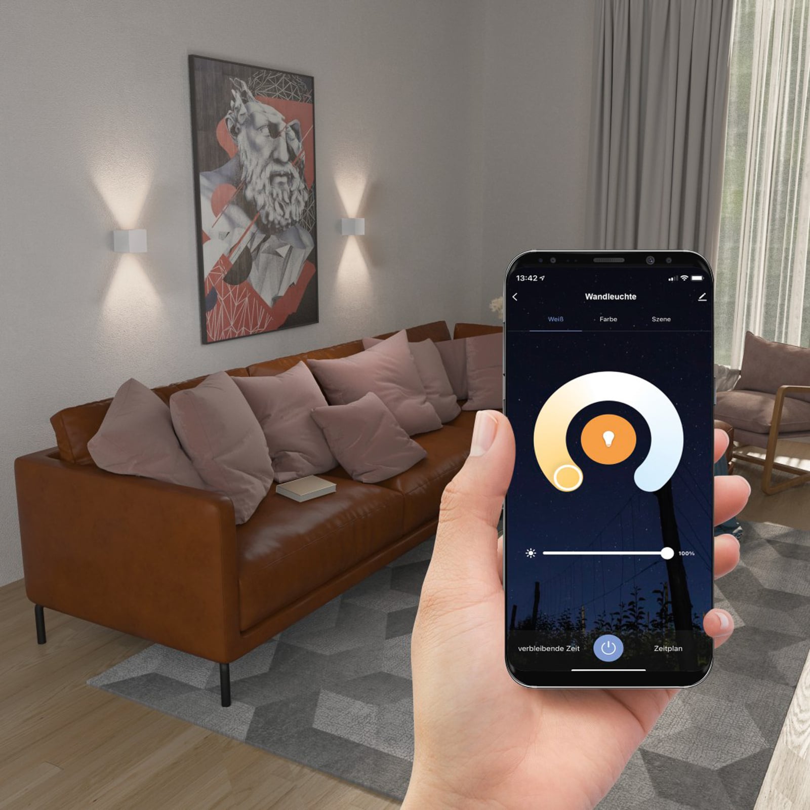 LED vegglampe WiFi opp og ned dimbar CCT hvit - Hama side