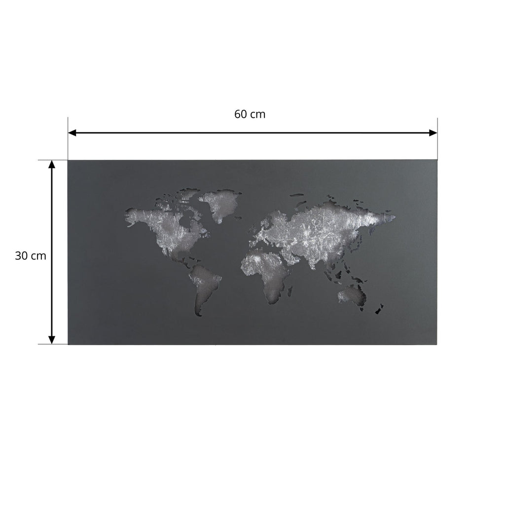 LED vegglampe World verdenskart antrasitt/sølv detalj
