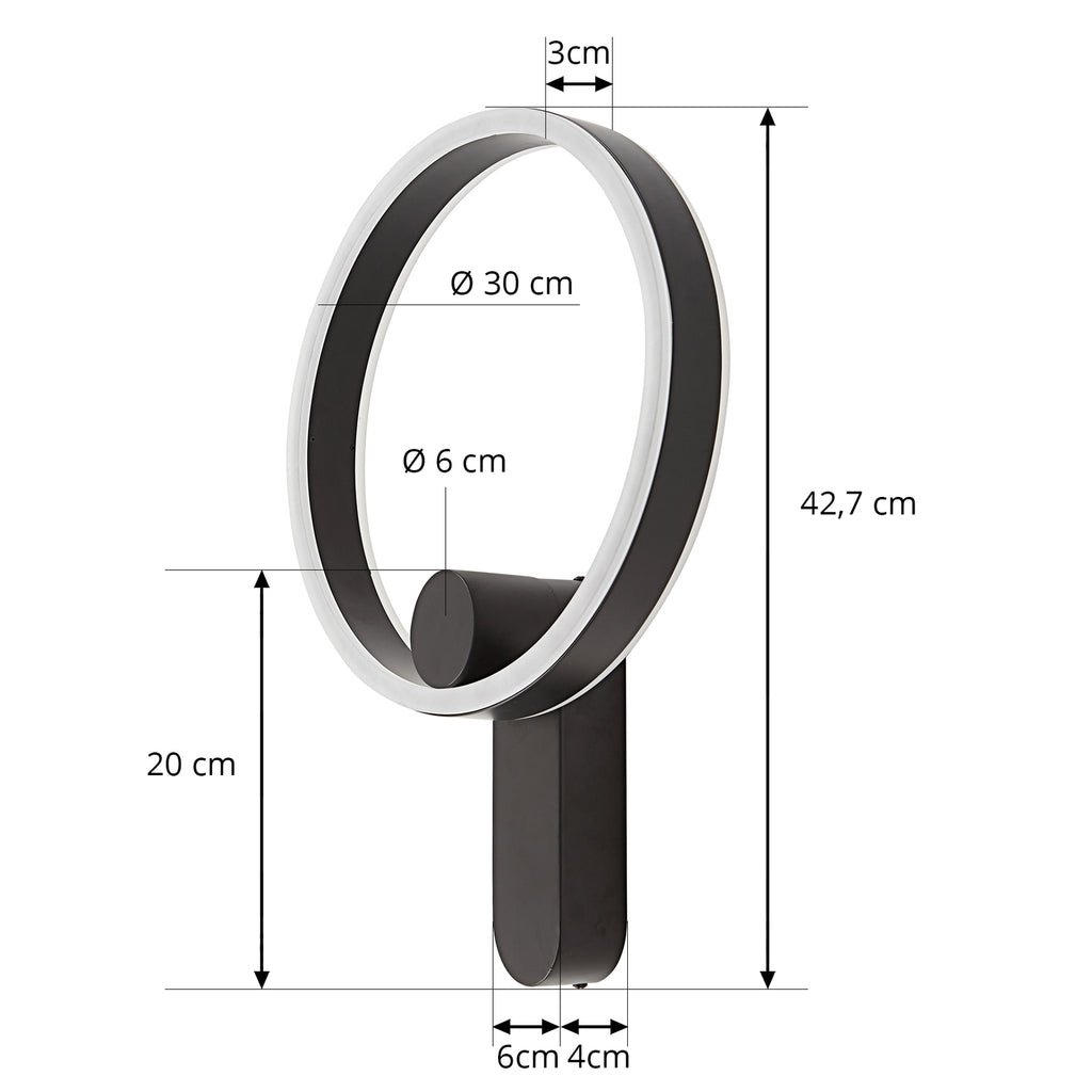 LED vegglampe Yekta ringformet dimbar svart montert i rom
