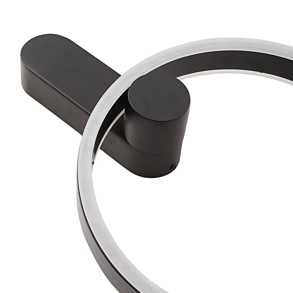 LED vegglampe Yekta ringformet dimbar svart sideprofil
