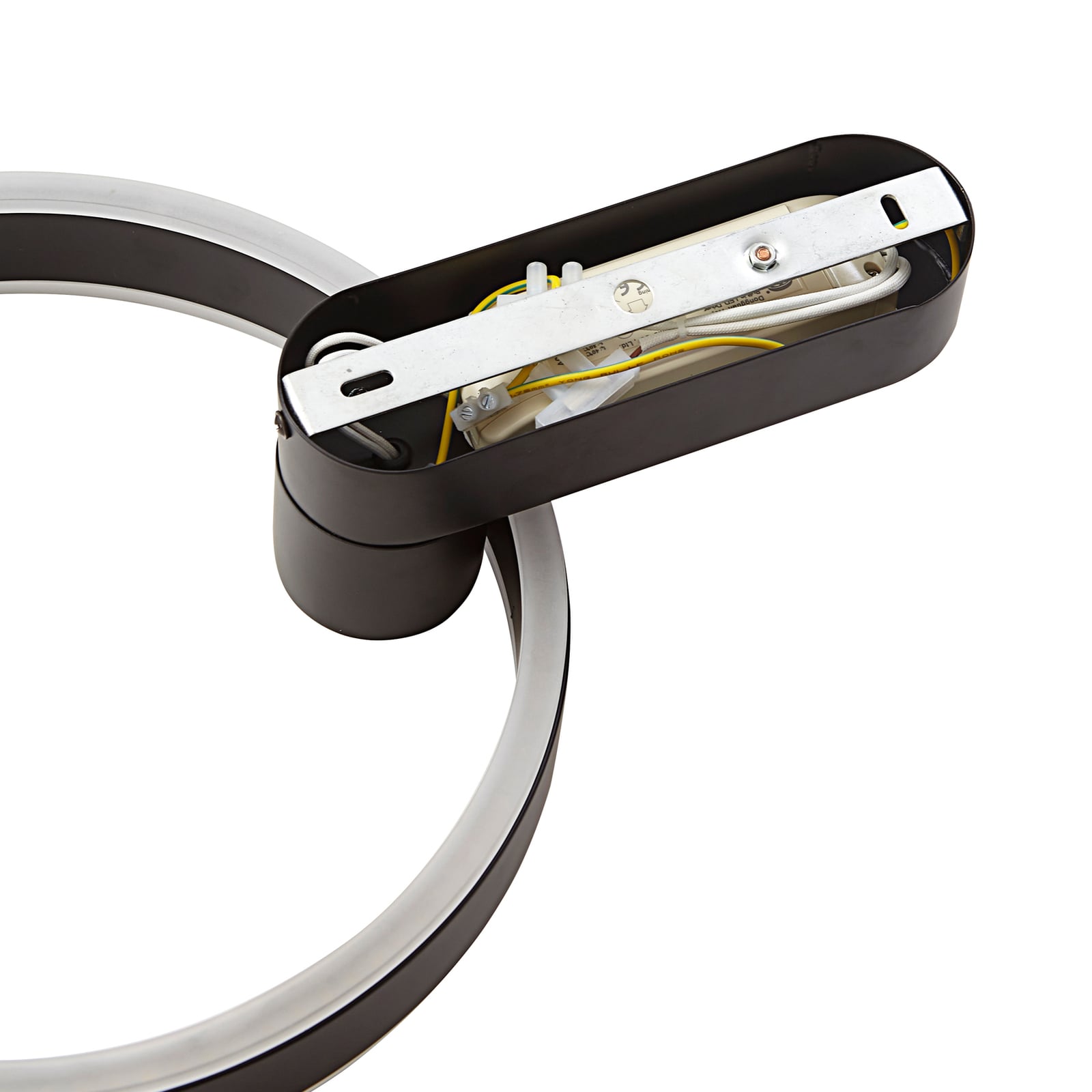 LED vegglampe Yekta ringformet dimbar svart lyser i mørkt rom