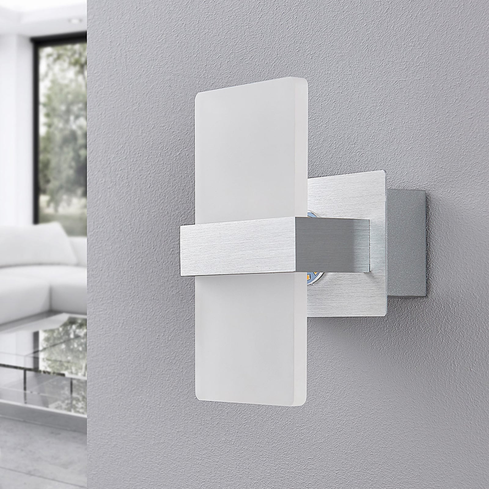 LED vegglampe Yorick med bryter alu/hvit 18 cm bakside
