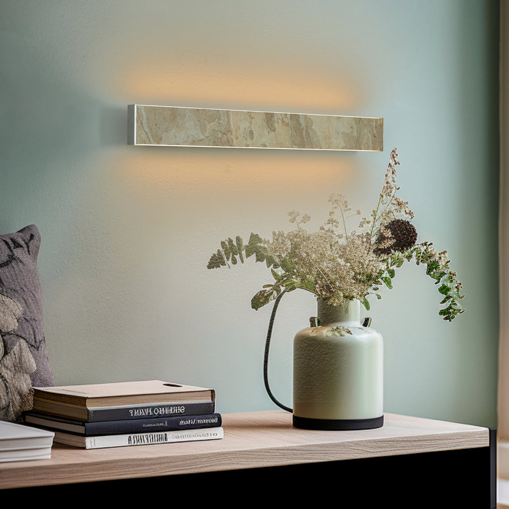 LED vegglampe Zino skiferstein gull dimbar 52 cm bakside