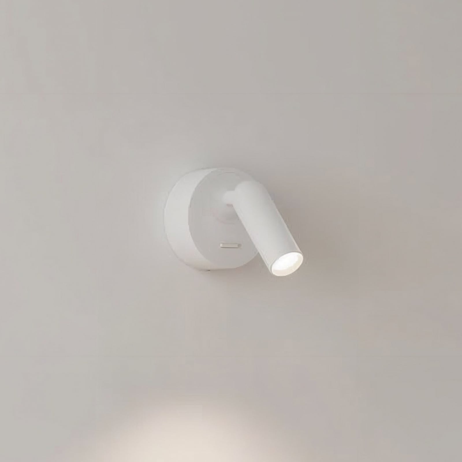 LED veggspot Bean Round hvit metall svingbar med bryter forfra
