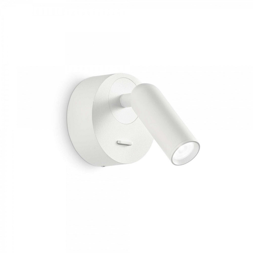LED veggspot Bean Round hvit metall svingbar med bryter montert