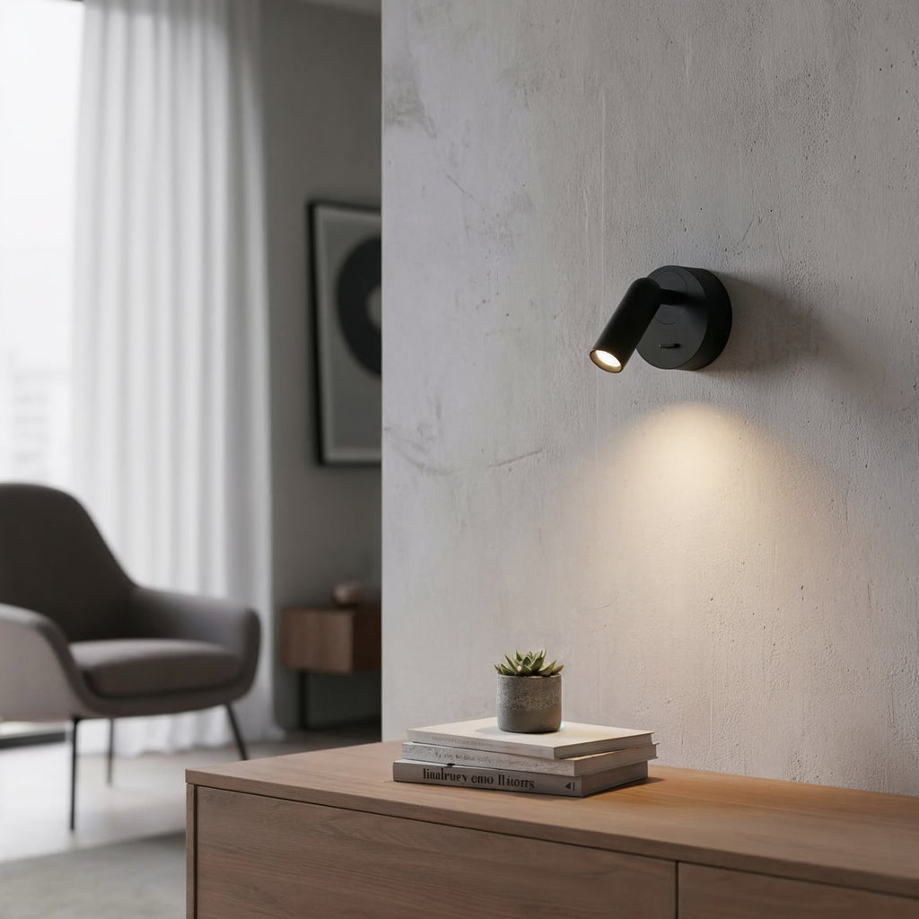 LED veggspot Bean svart metall og glass bakside