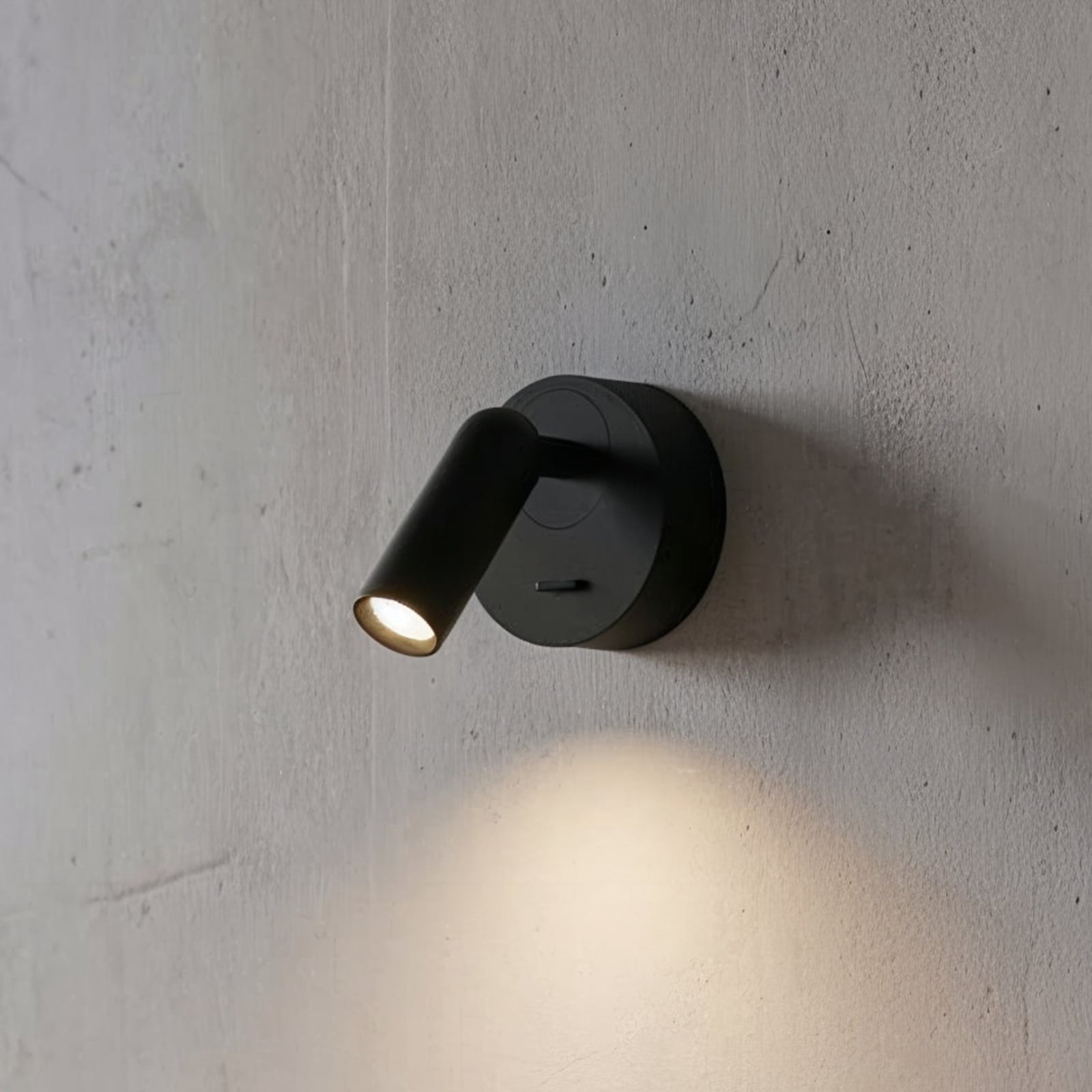 LED veggspot Bean svart metall og glass forfra
