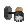 LED veggspot Cork 1-lys svart kork dimbar GU10 OSRAM forfra