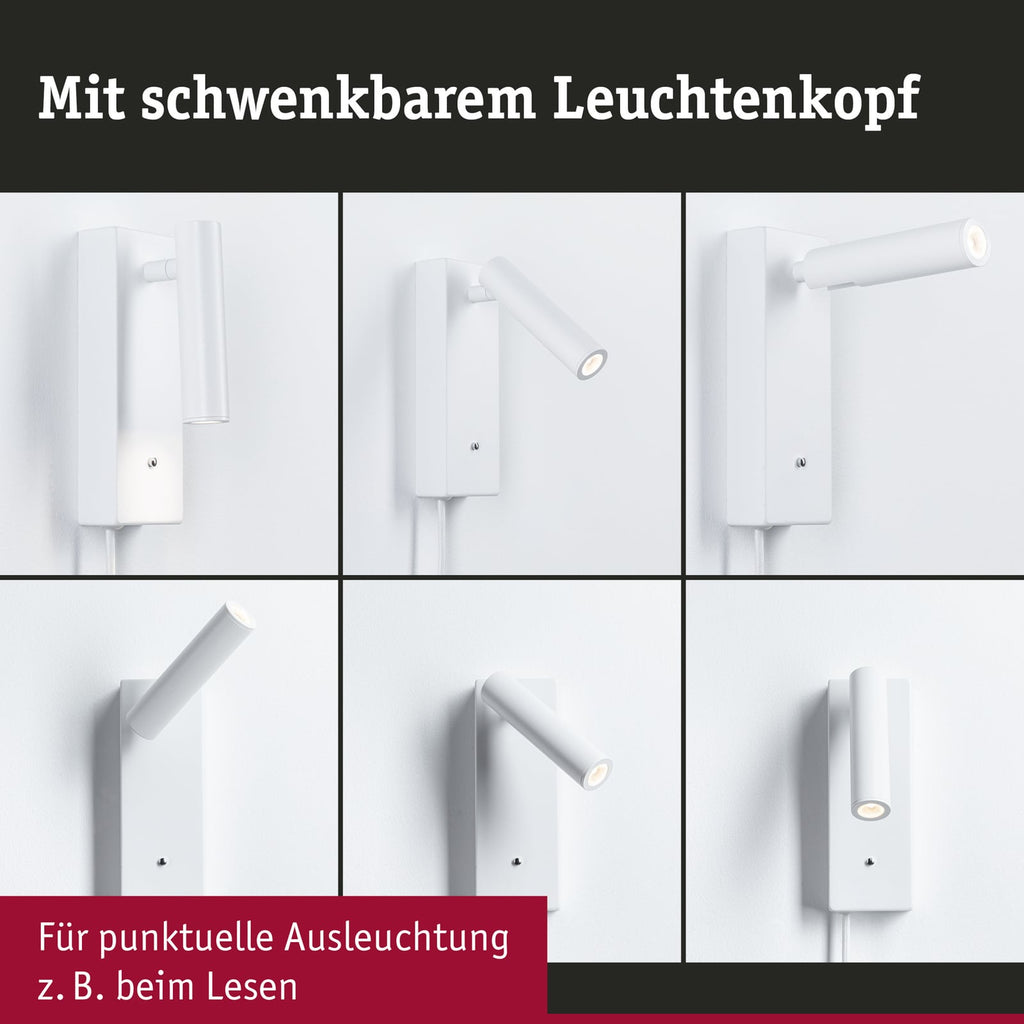 LED veggspot Hulda hvit med USB-C fleksibelt lampehode