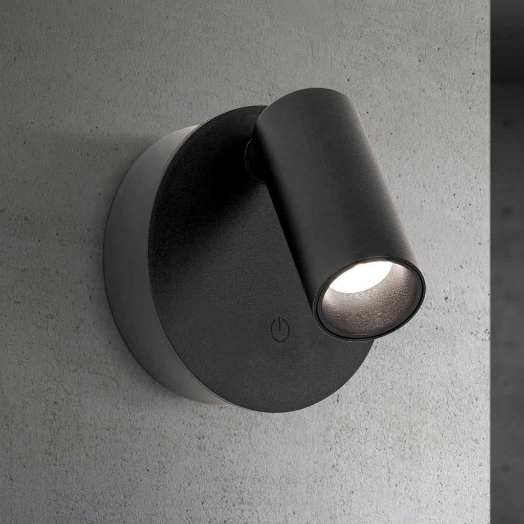 LED veggspot Luxy oppladbar svart aluminium CCT dimbar montert