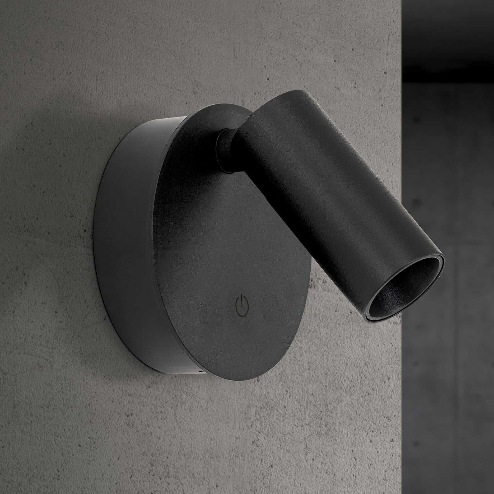 LED veggspot Luxy oppladbar svart aluminium CCT dimbar nærbilde