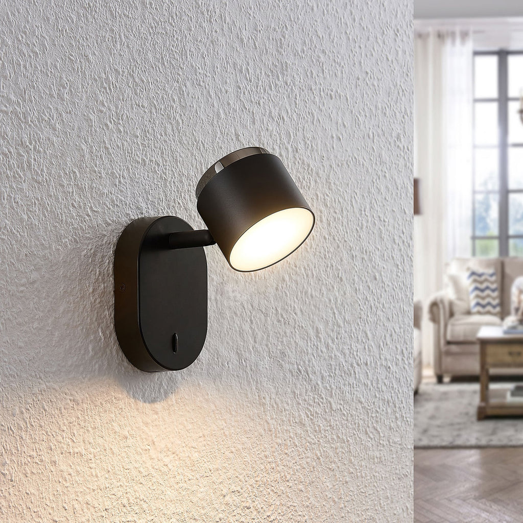 LED veggspot Marrie svart med bryter bakside