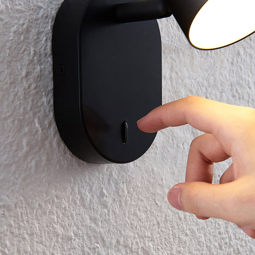 LED veggspot Marrie svart med bryter 3,5W varmhvit - Lindby