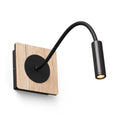 LED veggspot Mood med lesearm svart tre 3000K fra front