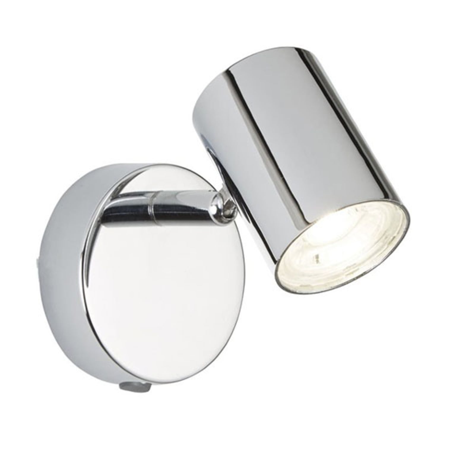 LED veggspot Rollo krom med bryter 4W varmhvit for veggmontering, front