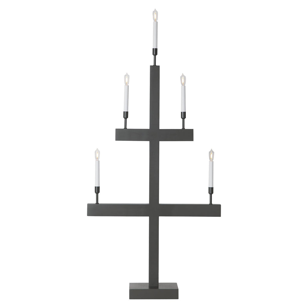 LED-vinduslysestake Storm 5 lys tre/metall 118 cm detalj