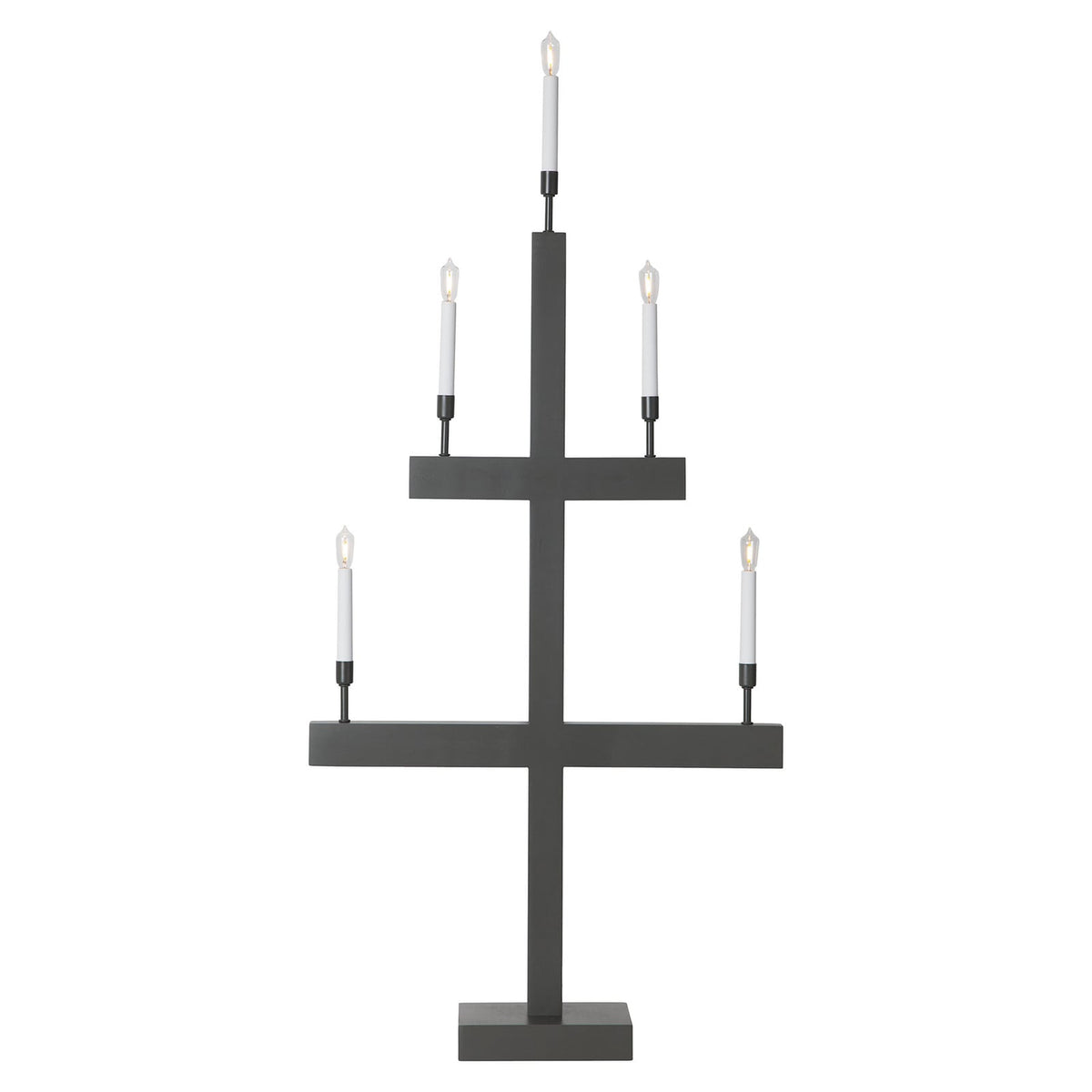 LED-vinduslysestake Storm 5 lys tre/metall 118 cm detalj