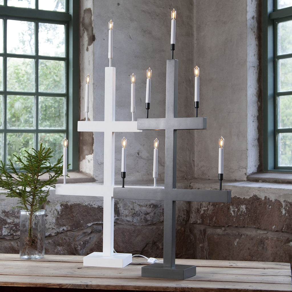 LED-vinduslysestake Storm 5 lys tre/metall 118 cm nærbilde