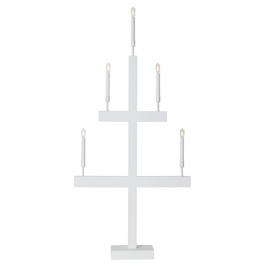 LED-vinduslysestake Storm 5 lys tre/metall 118 cm på bord