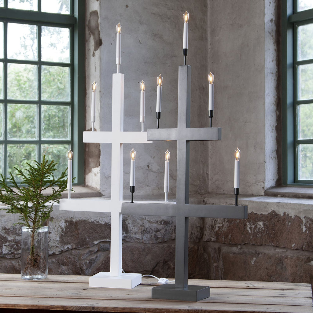 LED-vinduslysestake Storm 5 lys tre/metall 118 cm i vindu
