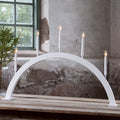 LED-vinduslysestake Storm 5 lys tre/metall hvit 59 cm forfra