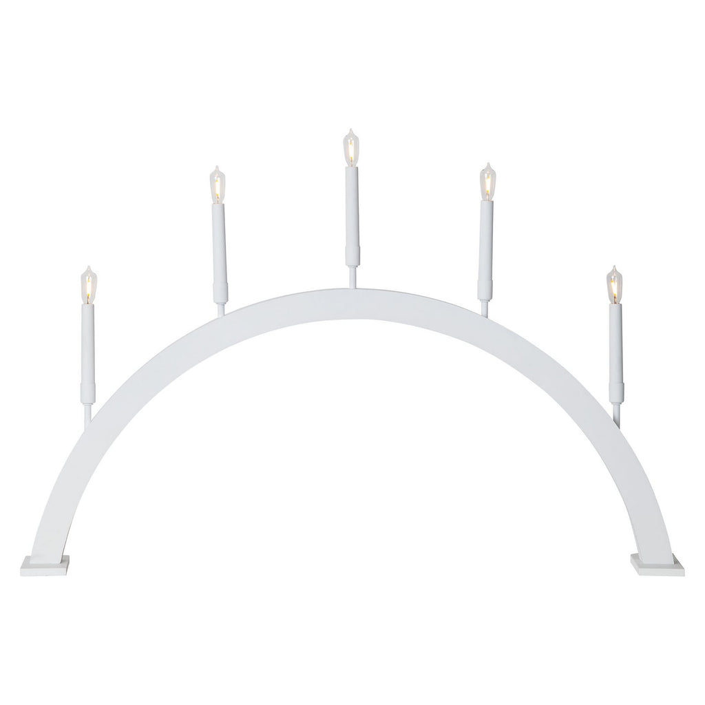 Detalj av LED-vinduslysestake Storm 5 lys tre/metall hvit 59 cm