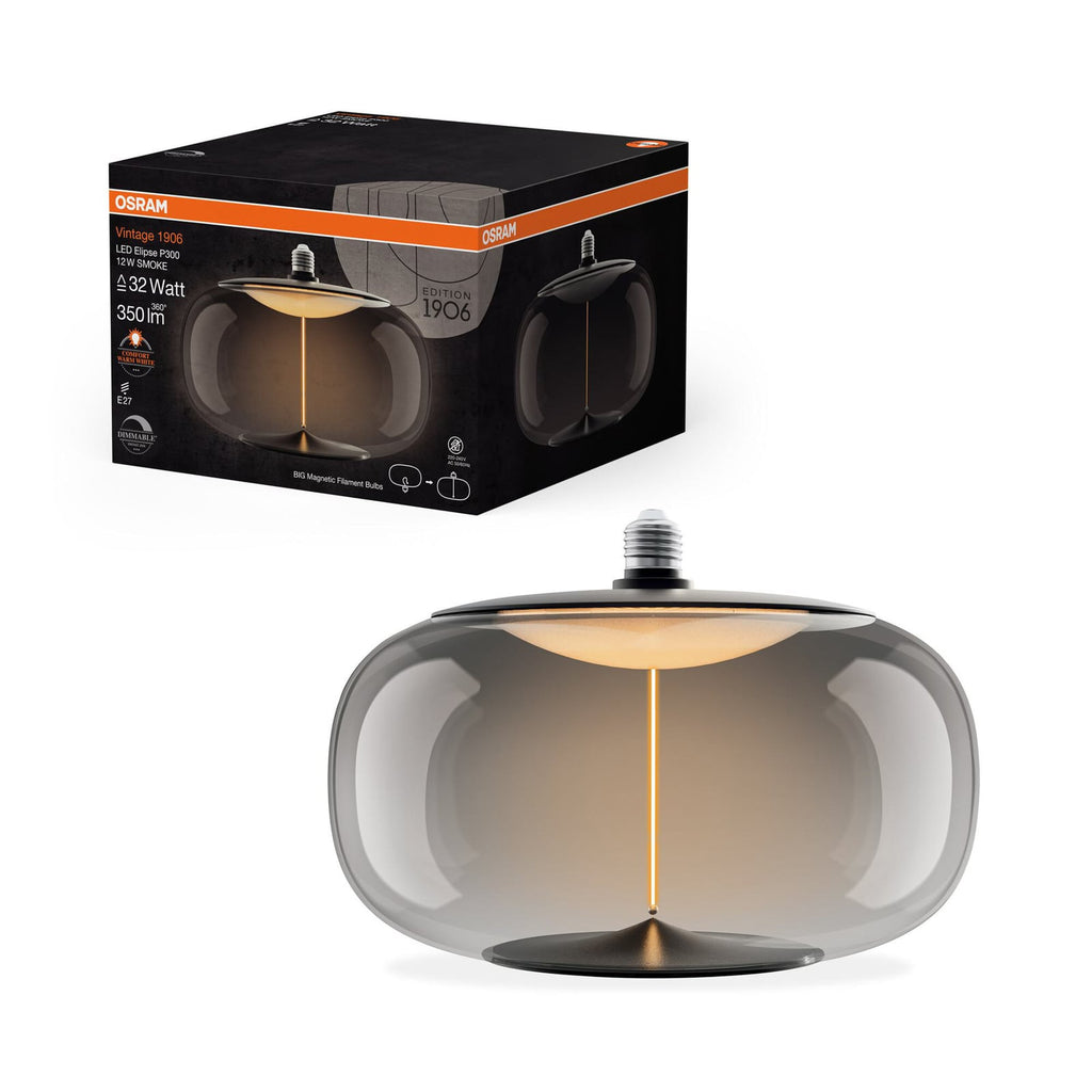 Detalj av LED Vintage Big Elipse E27 12W 1800K filament røykfarget dimbar