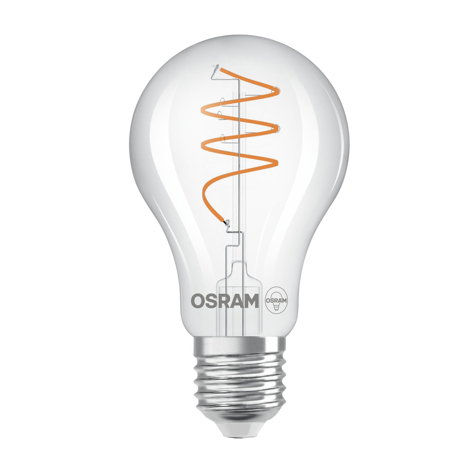LED vintage filamentpære E27 3,4W 2700K klar spiral forfra