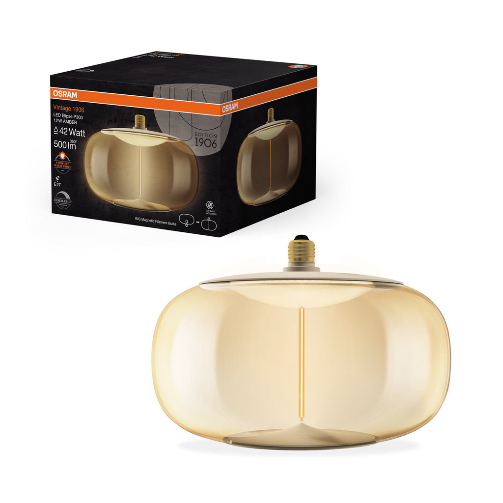Detalj av LED vintage filamentpære E27 12W Ø30 cm 1800K dimbar amber