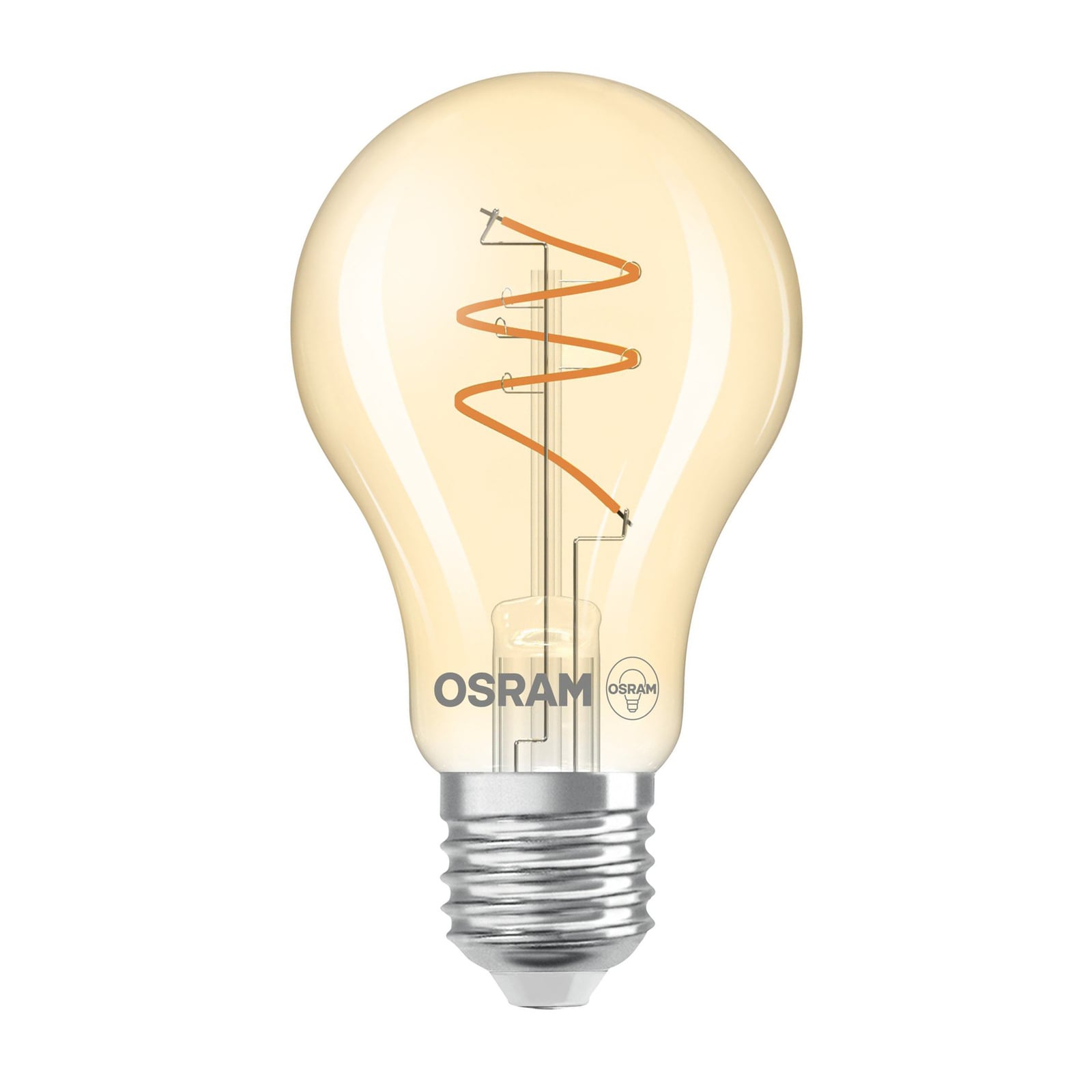 LED vintage filamentpære E27 4,9W 470lm 2700K gull forfra