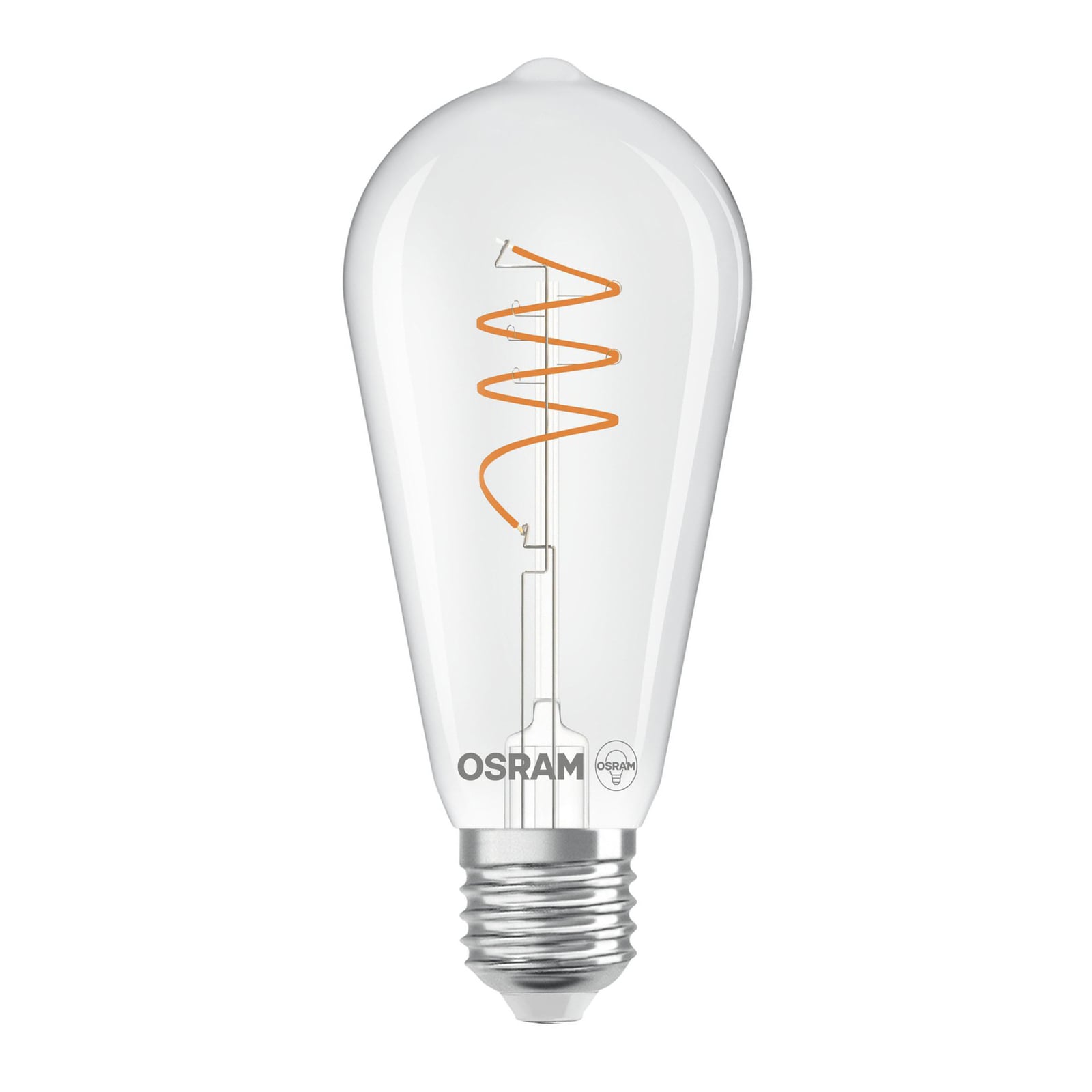 LED vintage filamentpære ST64 E27 3,4W 2700K klar OSRAM forfra