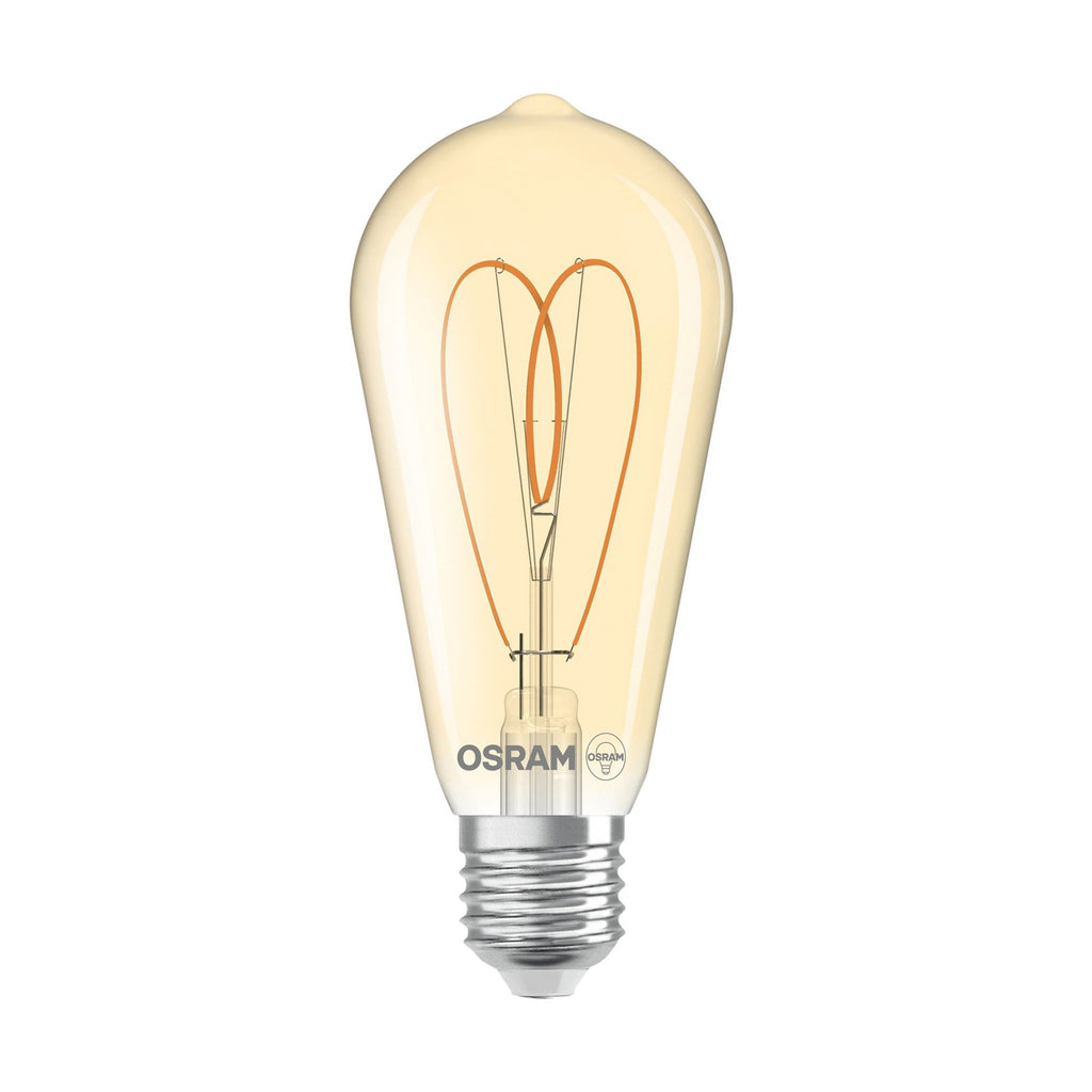 LED vintage filamentpære ST64 E27 8W 2200K dimbar gull - OSRAM forfra