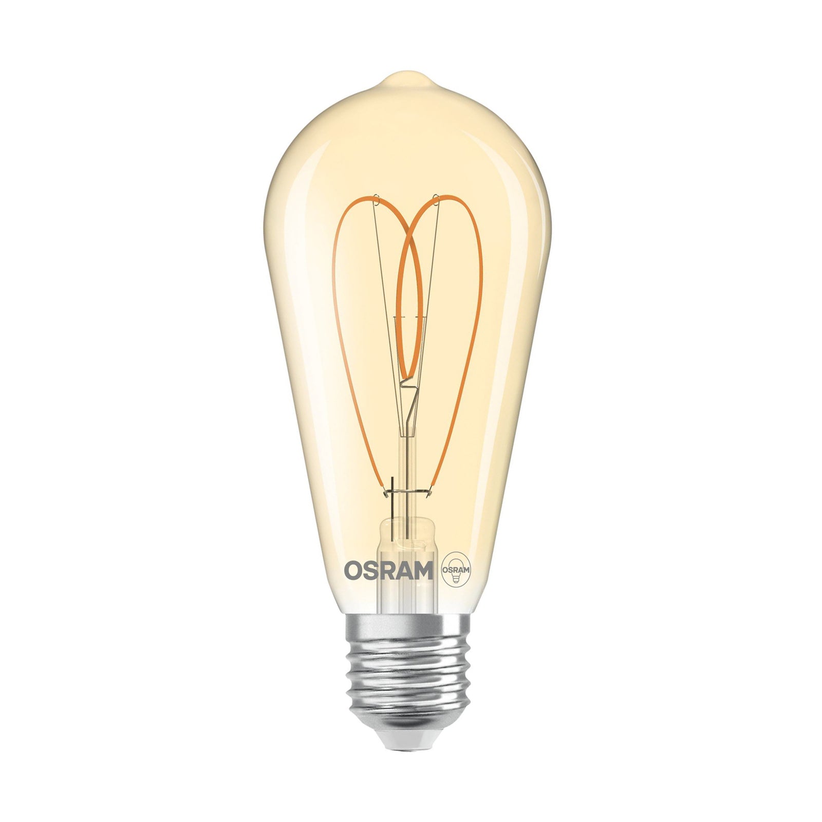 LED vintage filamentpære ST64 E27 8W 2200K dimbar gull - OSRAM forfra