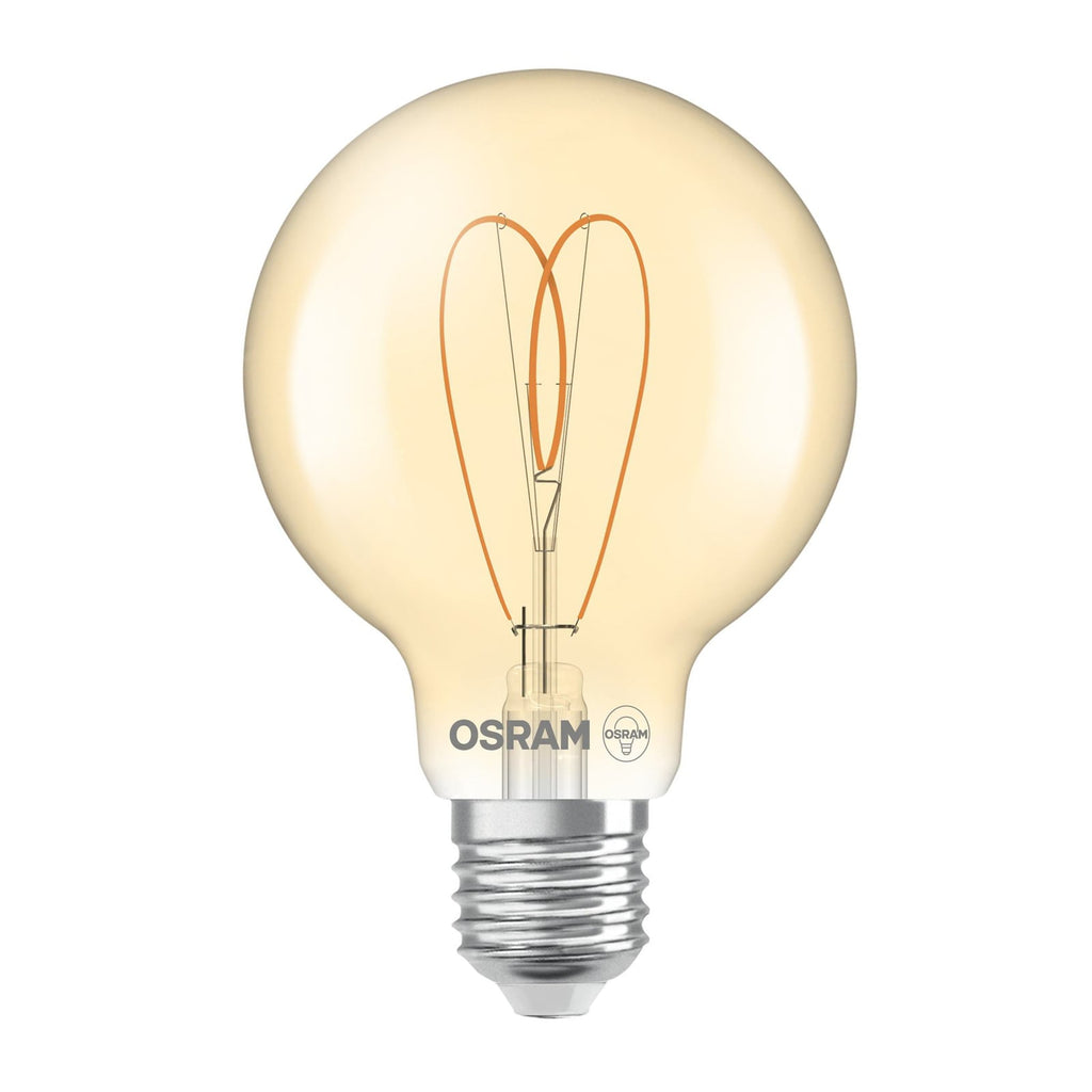 LED vintage globepære G80 E27 4,9W 2200K gull dimbar forfra