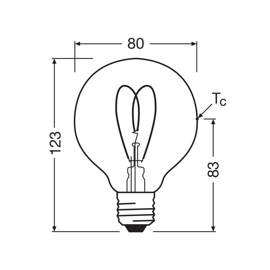 LED vintage globepære G80 E27 4,9W 2200K gull dimbar bakside