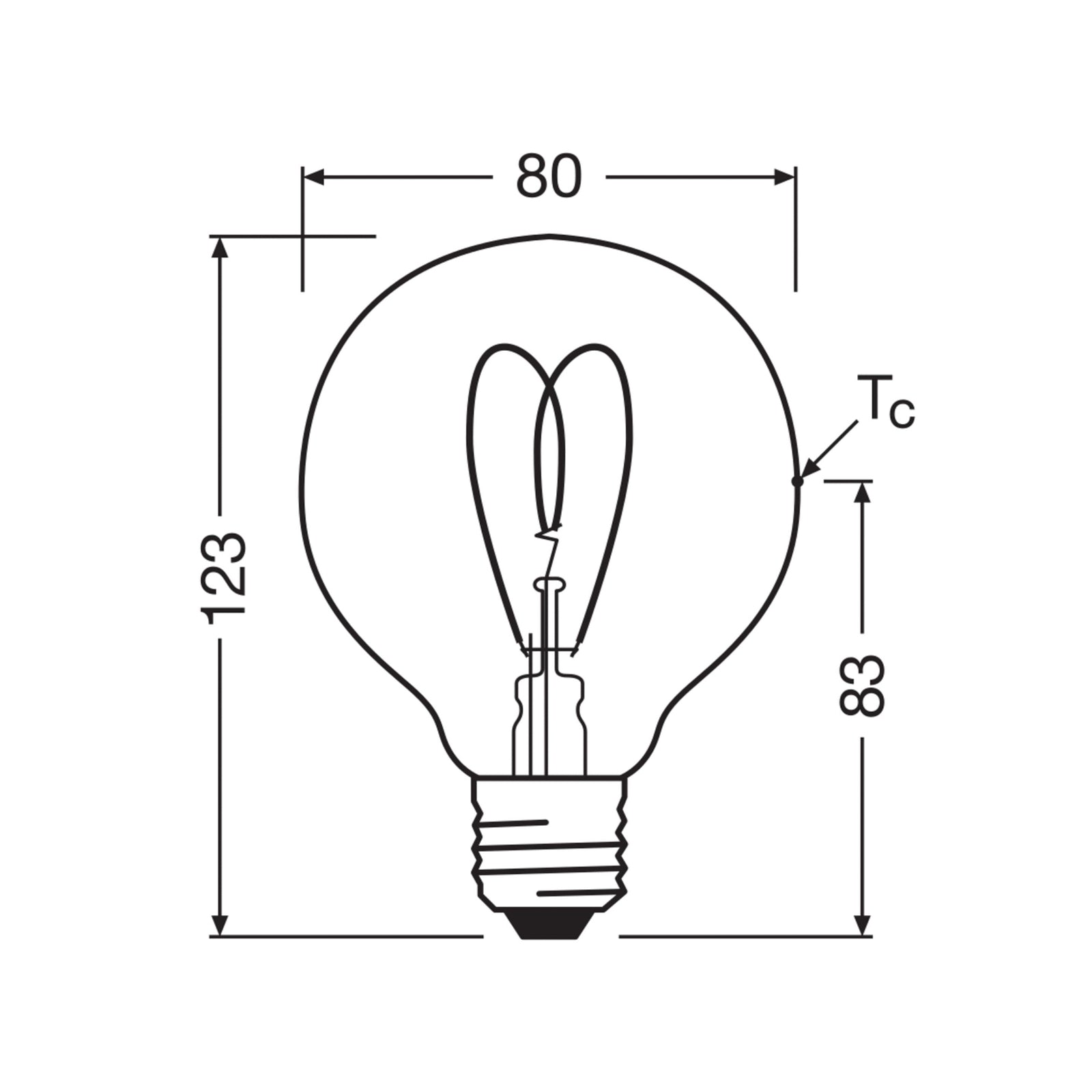 LED vintage globepære G80 E27 4,9W 2200K gull dimbar bakside