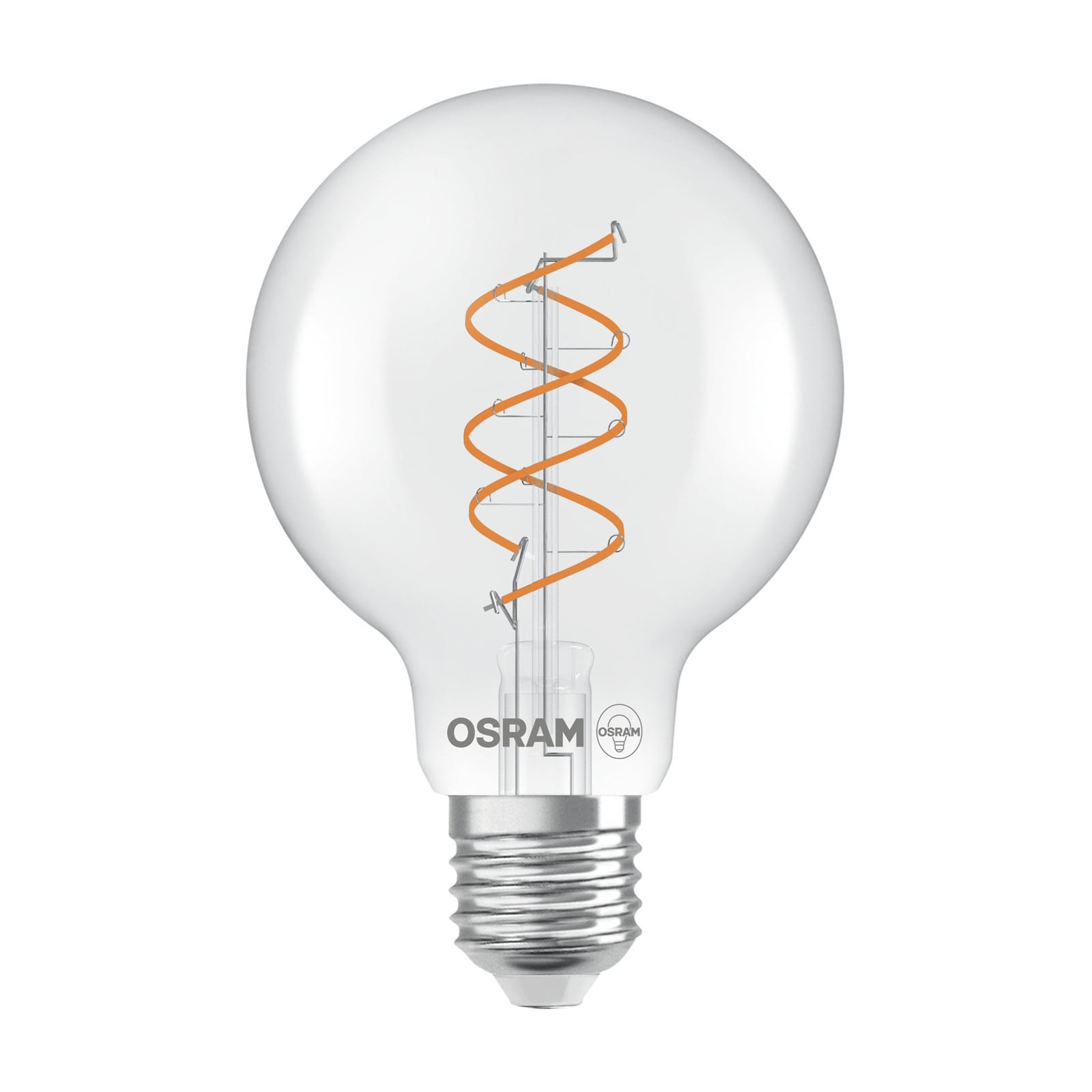 LED vintage globepære G80 E27 7,2W 2700K dimbar klar - OSRAM forfra