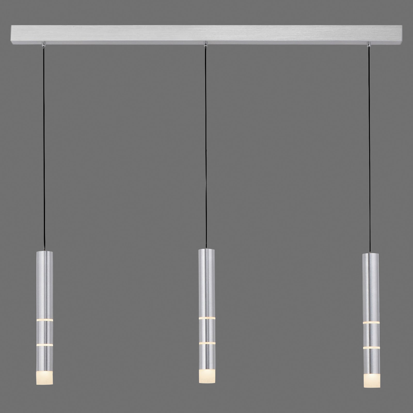 LED pendellampe PURE Vega tre sylindre aluminium montert i rom