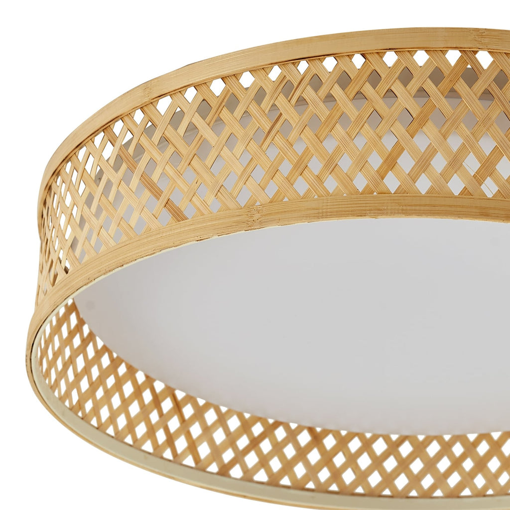 LED taklampe Eilif bambus CCT lys i bruk