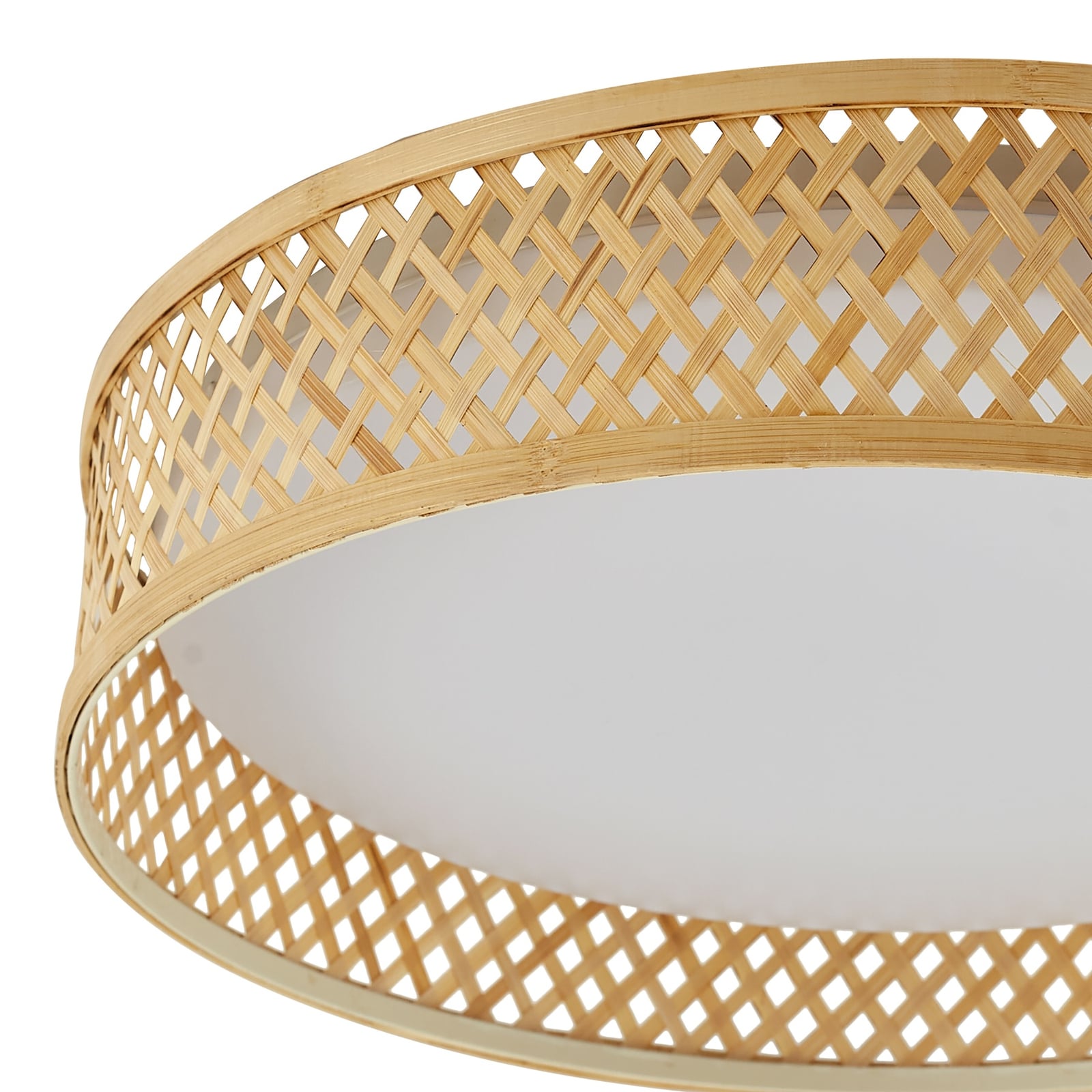 LED taklampe Eilif bambus CCT lys i bruk