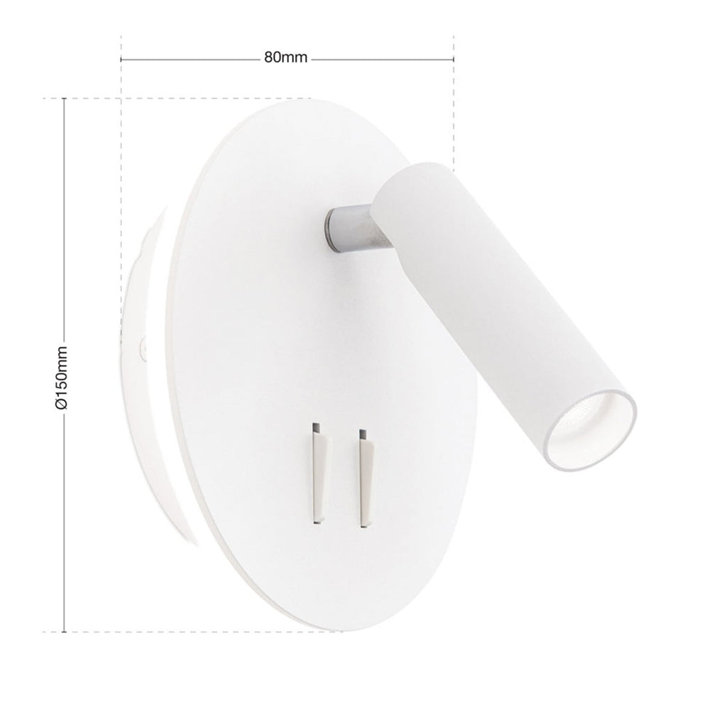LED vegglampe Lenny med spot og indirekte lys hvit med lys på vegg