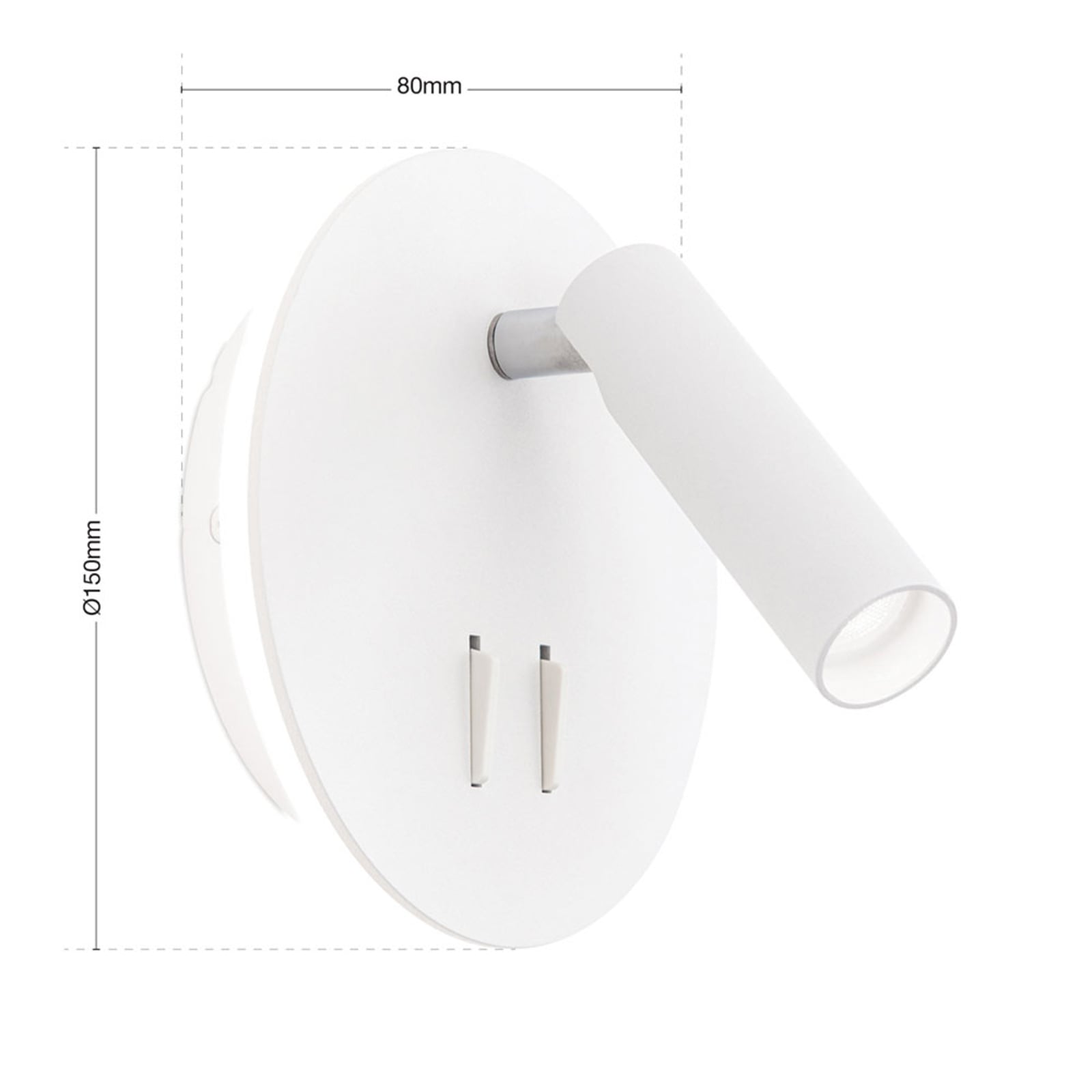 LED vegglampe Lenny med spot og indirekte lys hvit med lys på vegg