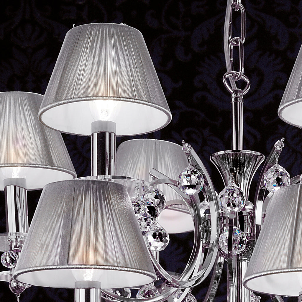 Lysekrone 18-lys krystalldesign krom opphengskjede